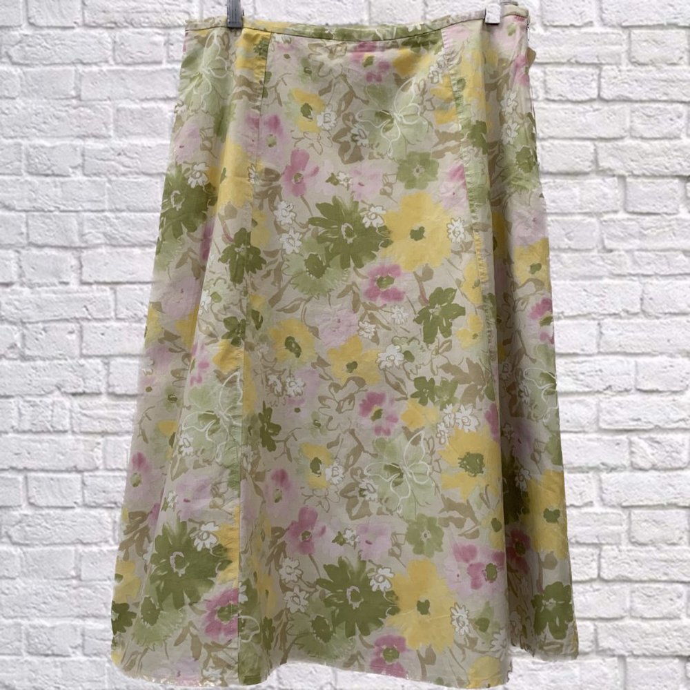 NWT 🐣 Kate Hill Floral Skirt Green Womens 8